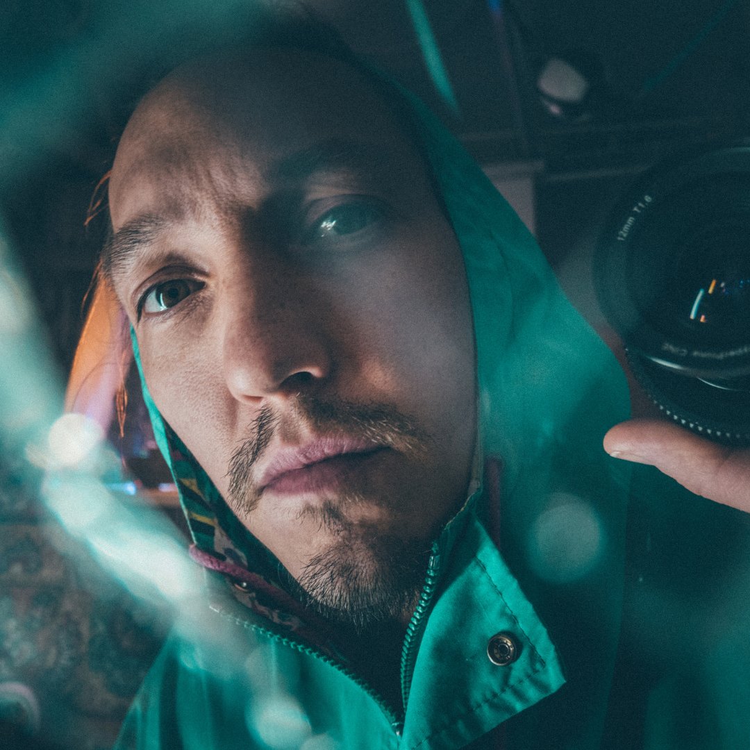 Close portrait of Jonny von Wallström behind the camera